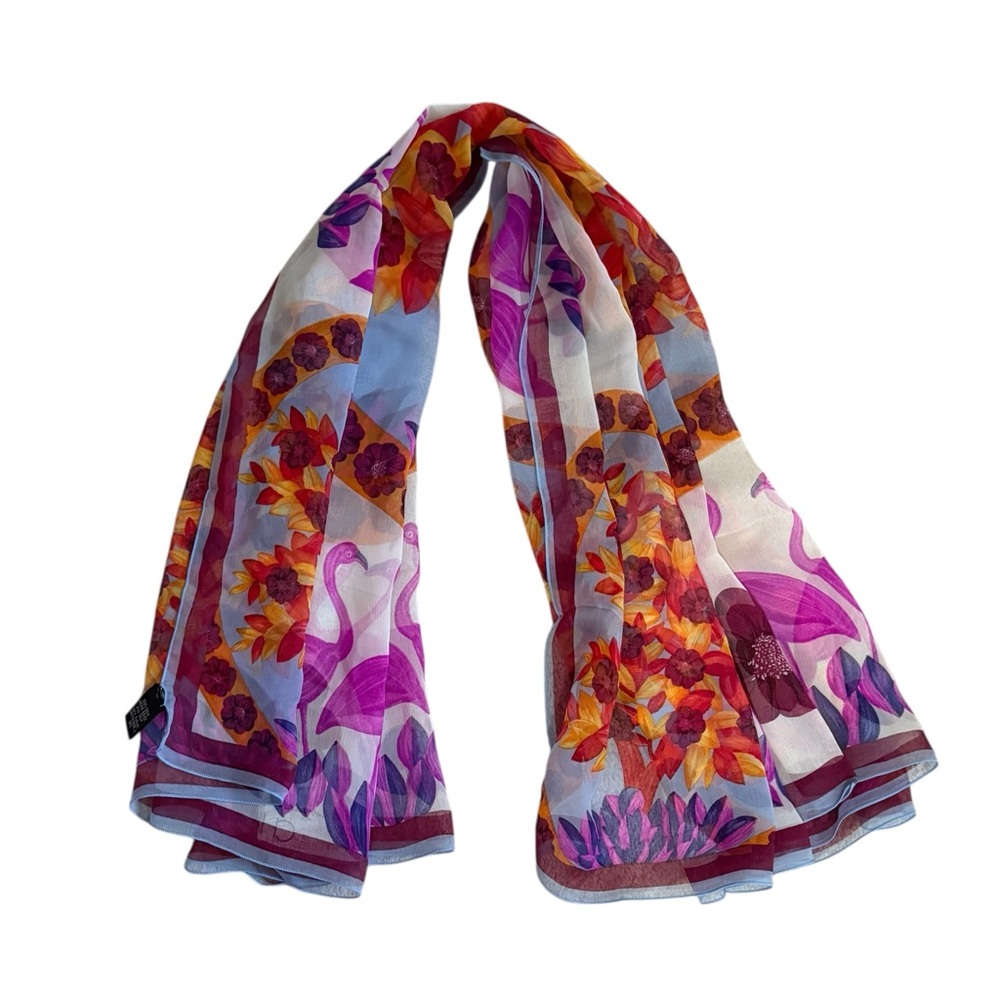 Arguello Bogenschutz pour CHACOK Floral and Flamingo Silk Scarf France